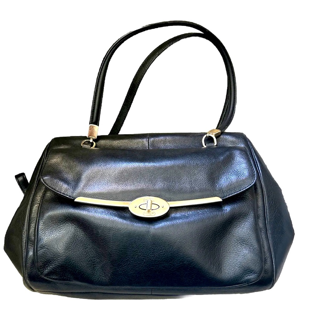 Vintage Classic Solid Black Coach Madison Madeline Leather Bag